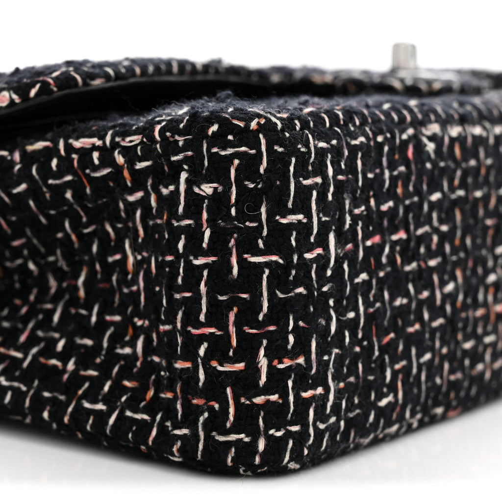 Tweed Quilted Medium Double Flap Black wholesalehk.shop
