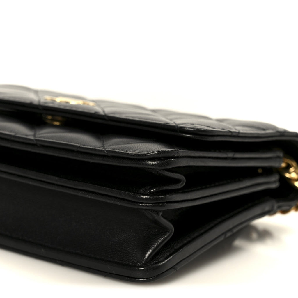 Lambskin Quilted CC Pearl Enamel Clutch on Chain WOC Black wholesalehk.shop