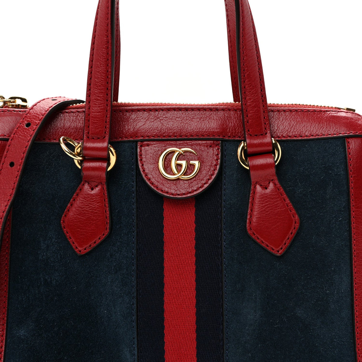 Suede Calfskin Web Small Ophidia Tote Bag New Blue Romantic Cherry wholesalehk.shop