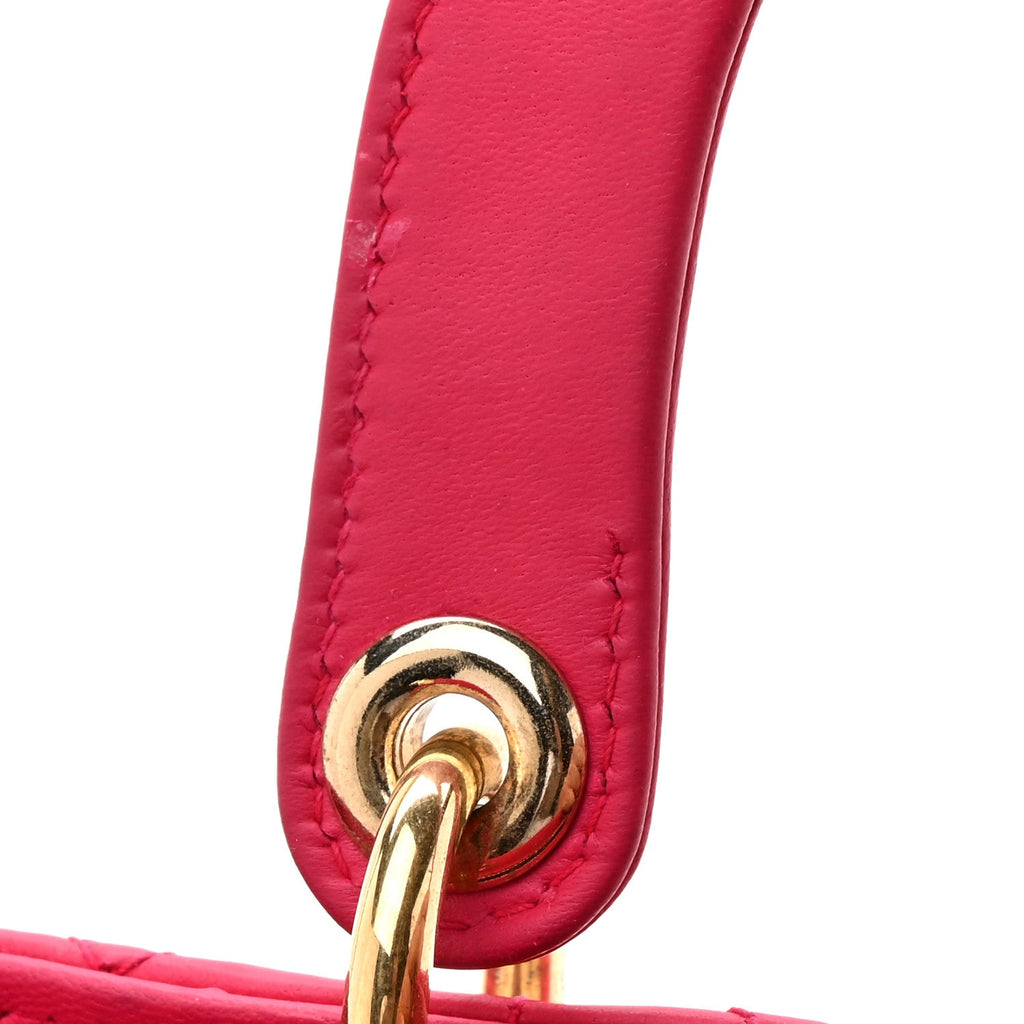 Lambskin Cannage Medium Lady Dior Fuchsia wholesalehk.shop