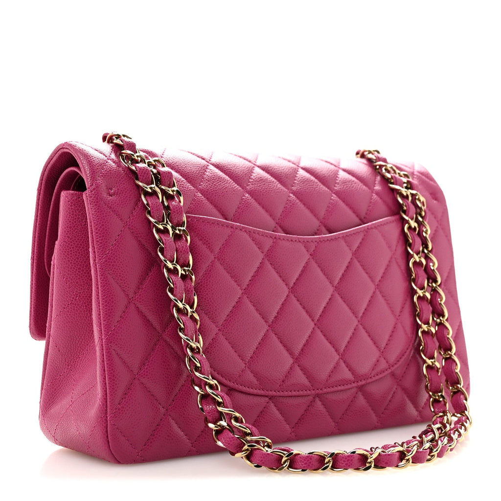 Caviar Quilted Medium Double Flap Purple wholesalehk.shop