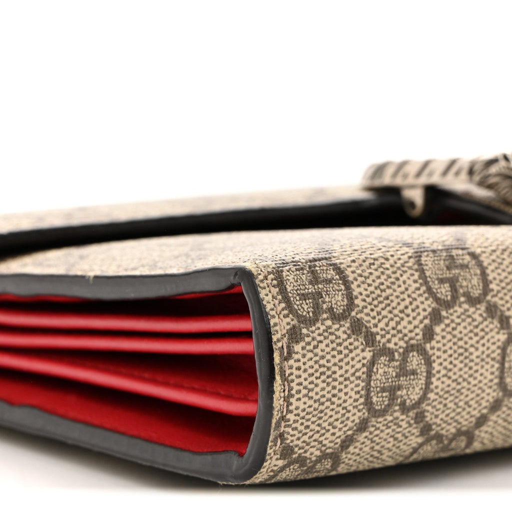 GG Supreme Monogram Mini Dionysus Chain Wallet Beige Vulcanic Red wholesalehk.shop
