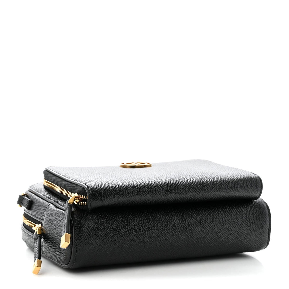 Grained Calfskin Caro Double Pouch Black wholesalehk.shop