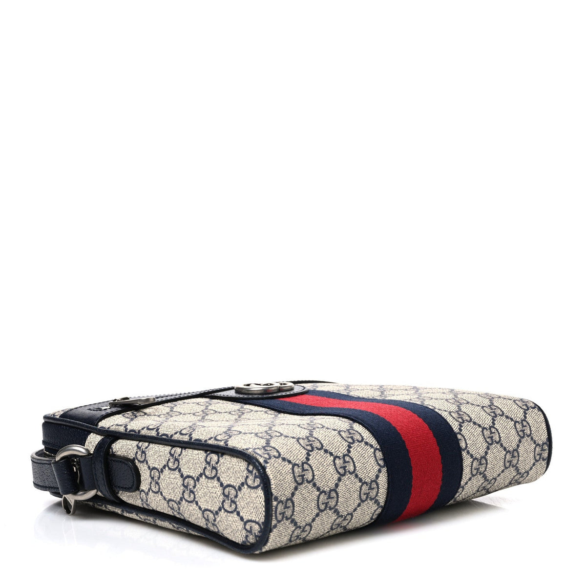GG Supreme Monogram Textured Dollar Calfskin Web Small Ophidia Messenger Bag Beige Blue wholesalehk.shop