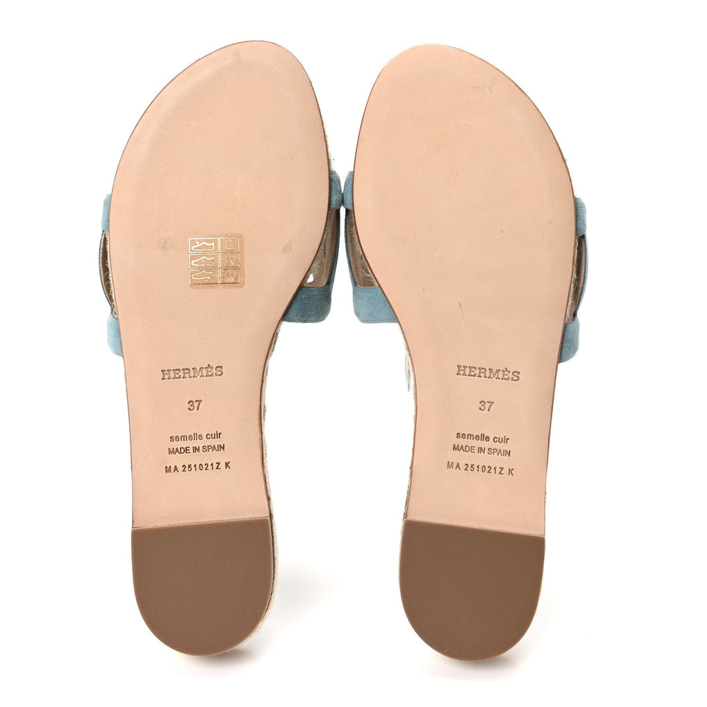 Suede Goatskin Famosa Espadrille Sandals 37 Bleu Citadin wholesalehk.shop
