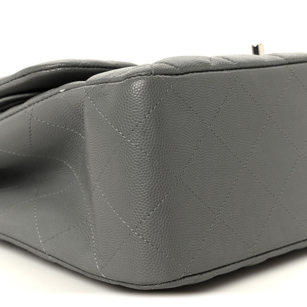 Caviar Quilted Jumbo Double Flap Grey wholesalehk.shop