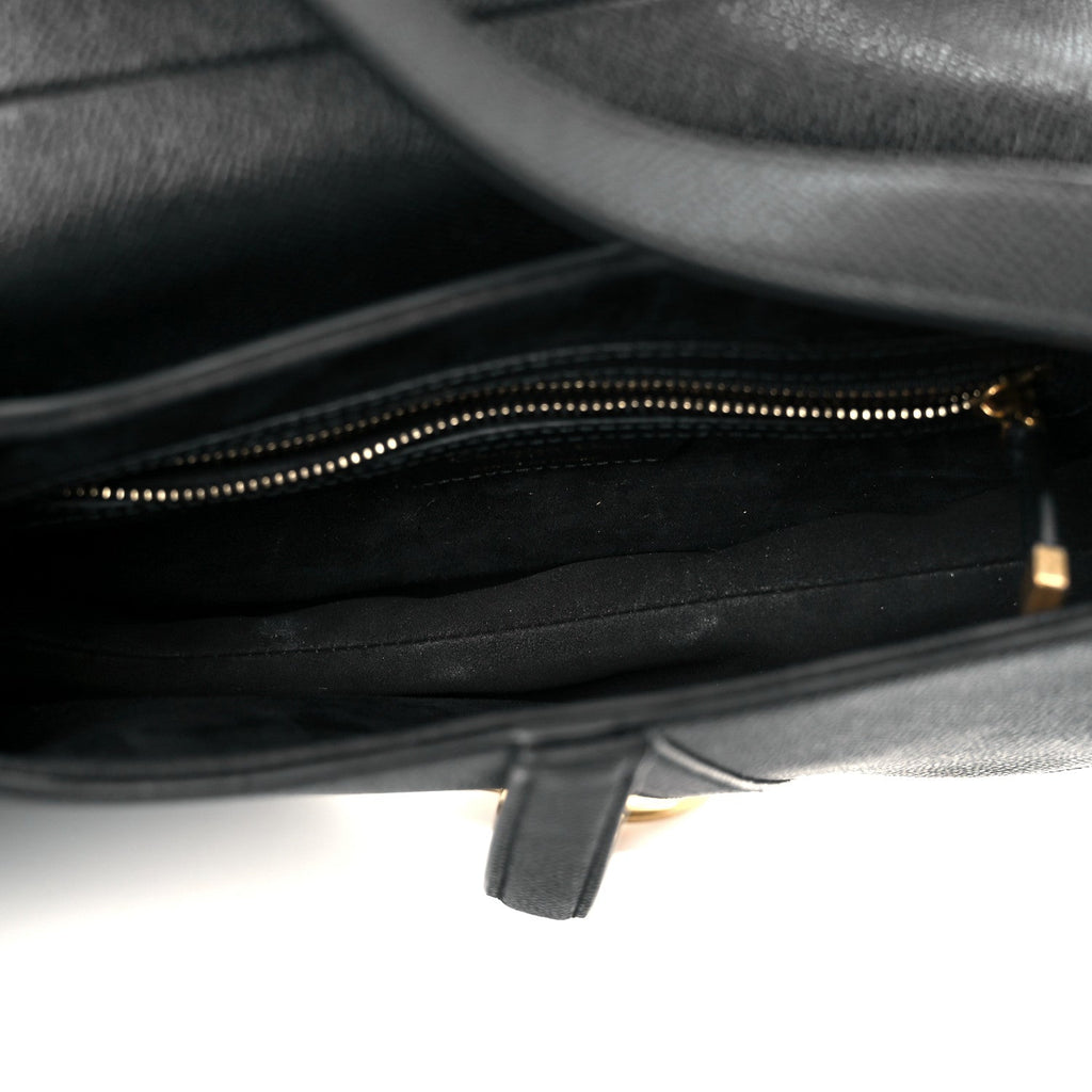 Grained Calfskin Saddle Bag With Strap Black wholesalehk.shop