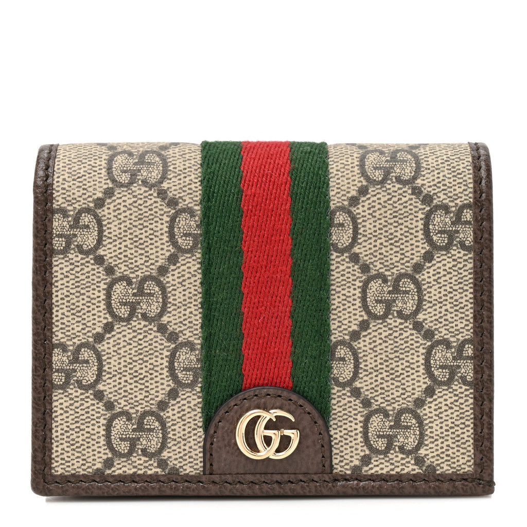 GG Supreme Monogram Web Ophidia Small Wallet Beige Dark Brown Beige Dark Brown wholesalehk.shop