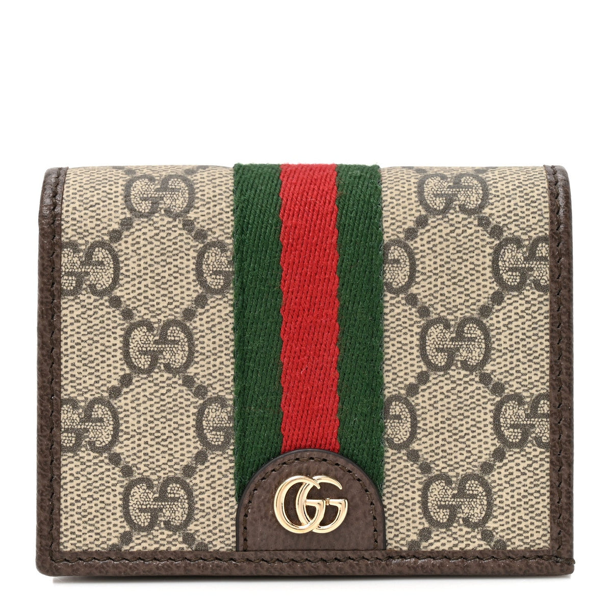 GG Supreme Monogram Web Ophidia Small Wallet Beige Dark Brown Beige Dark Brown wholesalehk.shop