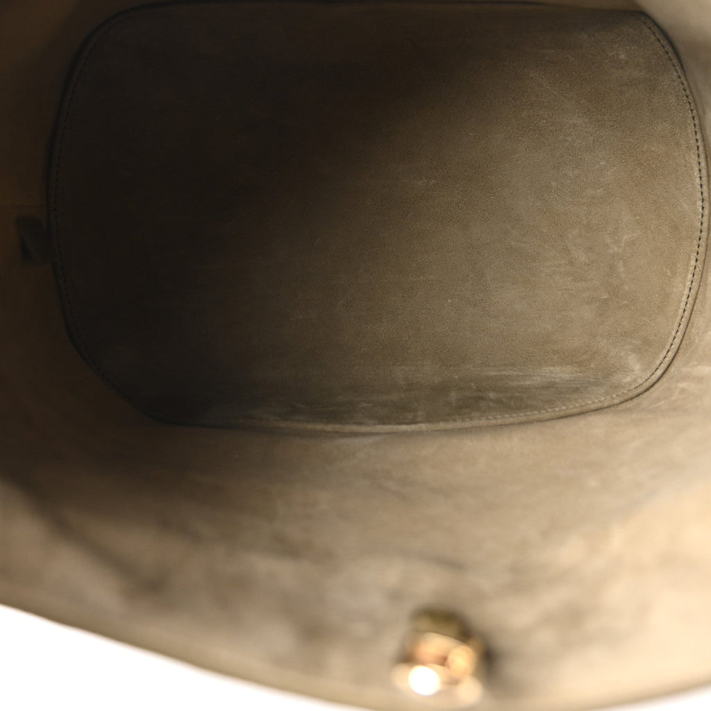 Grained Calfskin Medium Medaillon Bucket Bag Khaki wholesalehk.shop