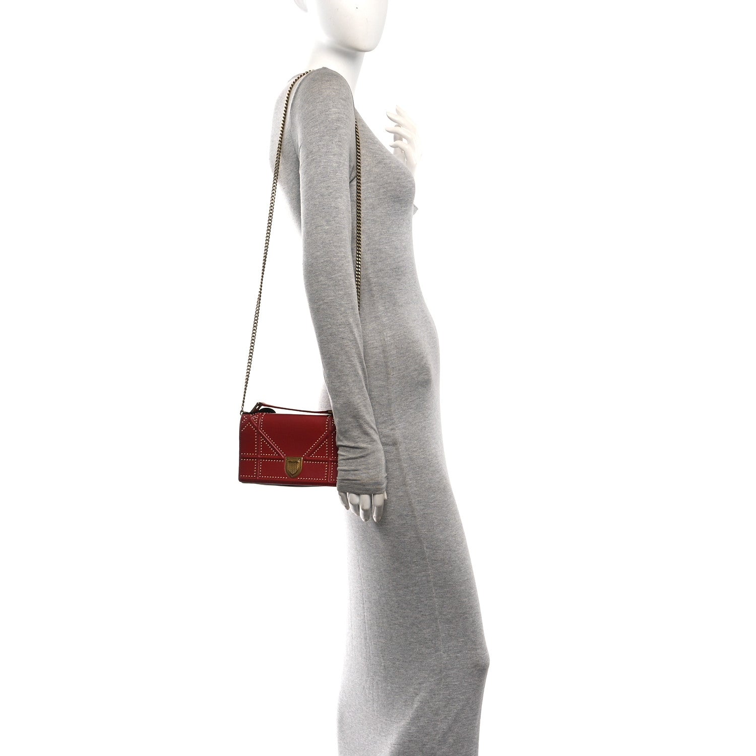 Calfskin Studded Diorama Flap Bag Red ¡§ Direct shipment via from wholesalehk.shop