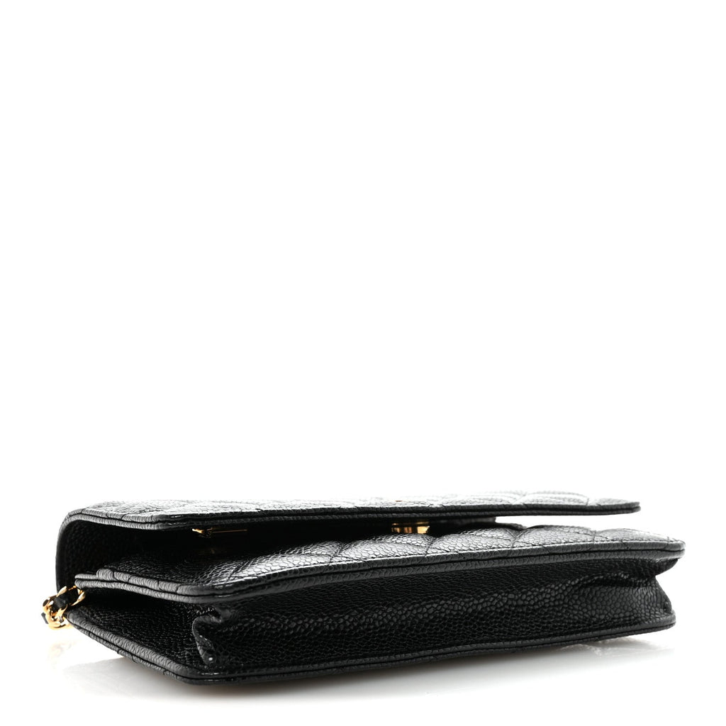 Caviar Quilted Wallet on Chain WOC Black wholesalehk.shop