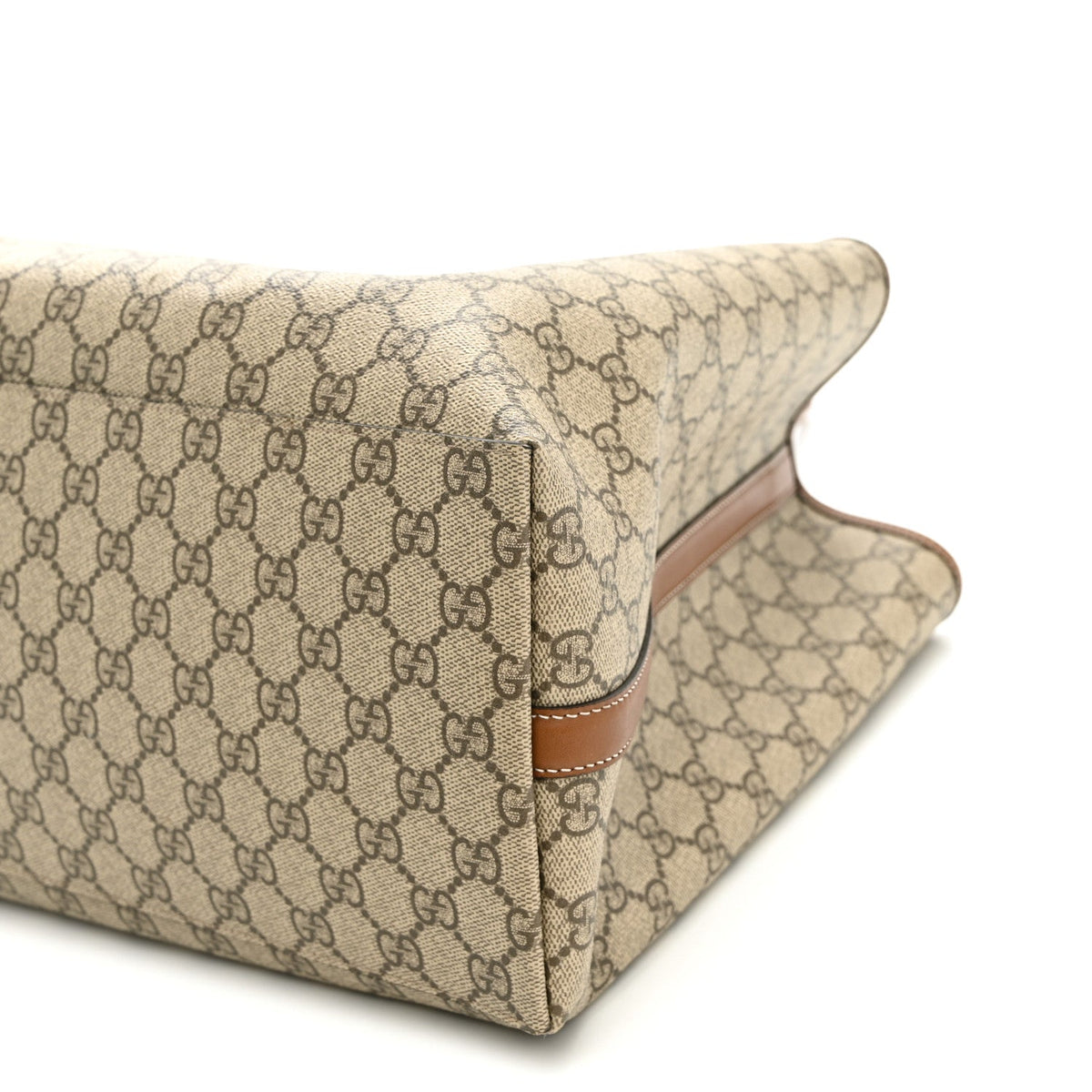 GG Supreme Monogram Emblem Maxi Tote Bag Beige Dark Brown wholesalehk.shop