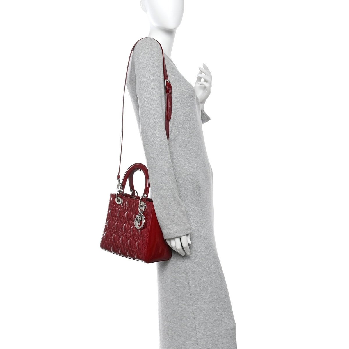 Patent Cannage Medium Lady Dior Red wholesalehk.shop