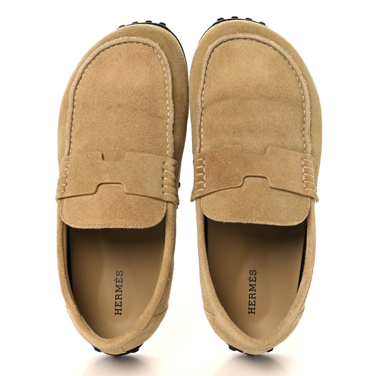 Suede Calfskin Womens Lazy Loafers 37 Beige Sable wholesalehk.shop