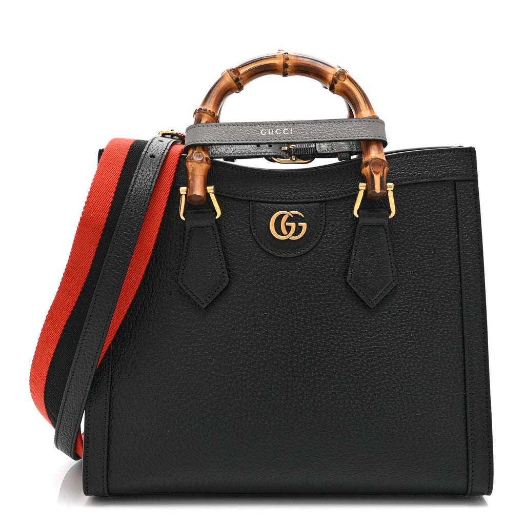 Textured Dollar Calfskin Web Small Diana Tote Bag Black Dusty Grey wholesalehk.shop