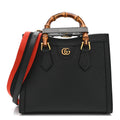 Textured Dollar Calfskin Web Small Diana Tote Bag Black Dusty Grey wholesalehk.shop