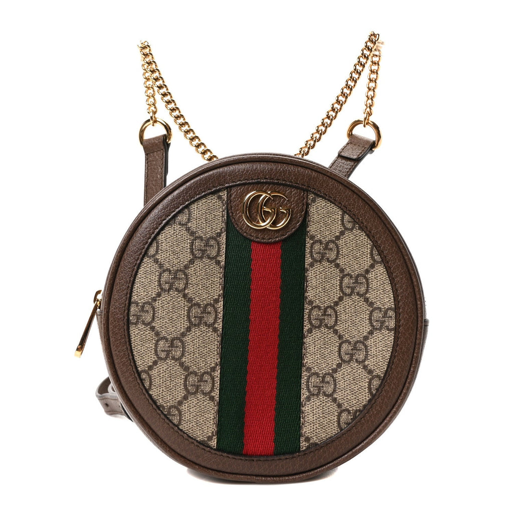 GG Supreme Monogram Web Mini Ophidia Round Backpack Brown wholesalehk.shop