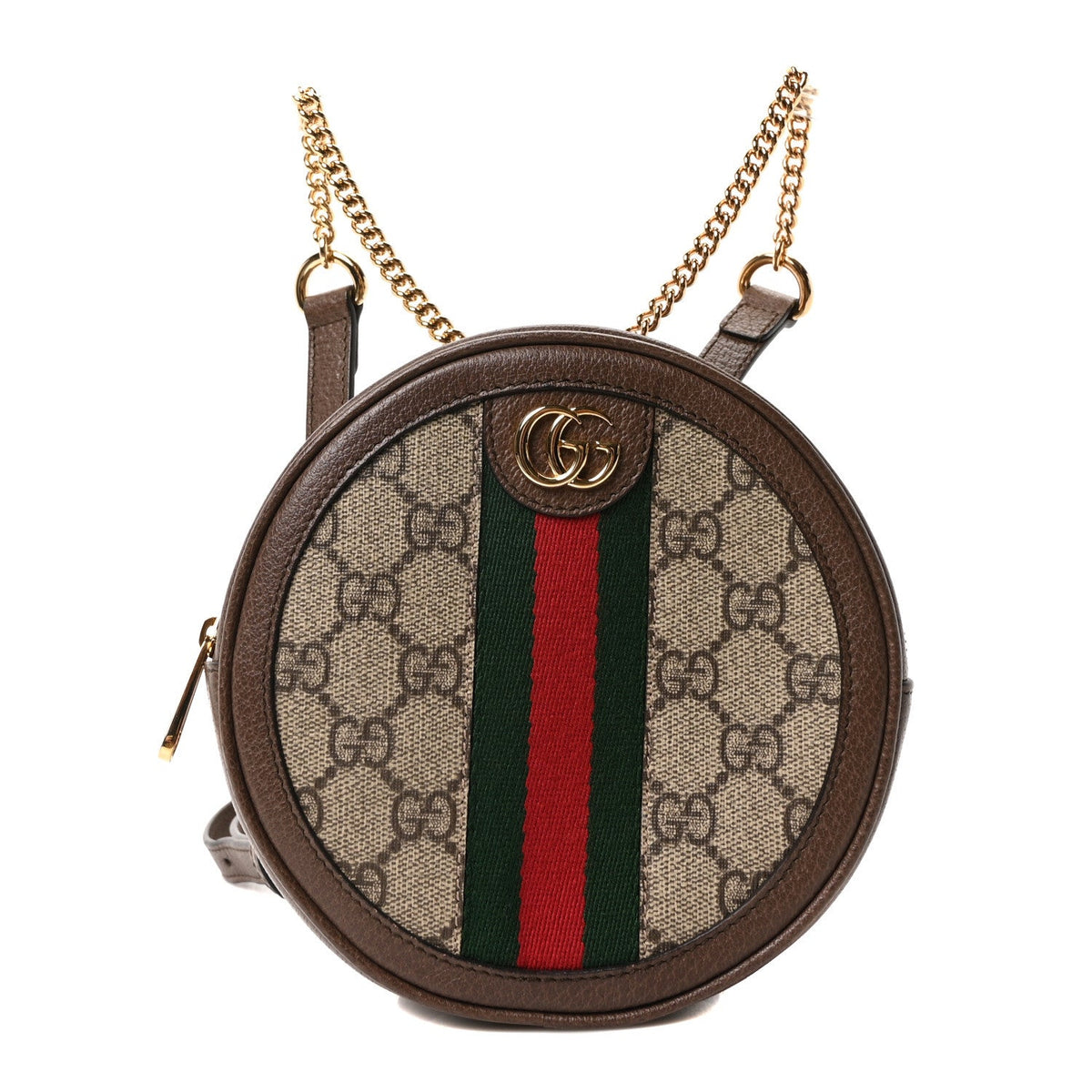GG Supreme Monogram Web Mini Ophidia Round Backpack Brown wholesalehk.shop