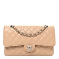Caviar Quilted Medium Double Flap Beige wholesalehk.shop