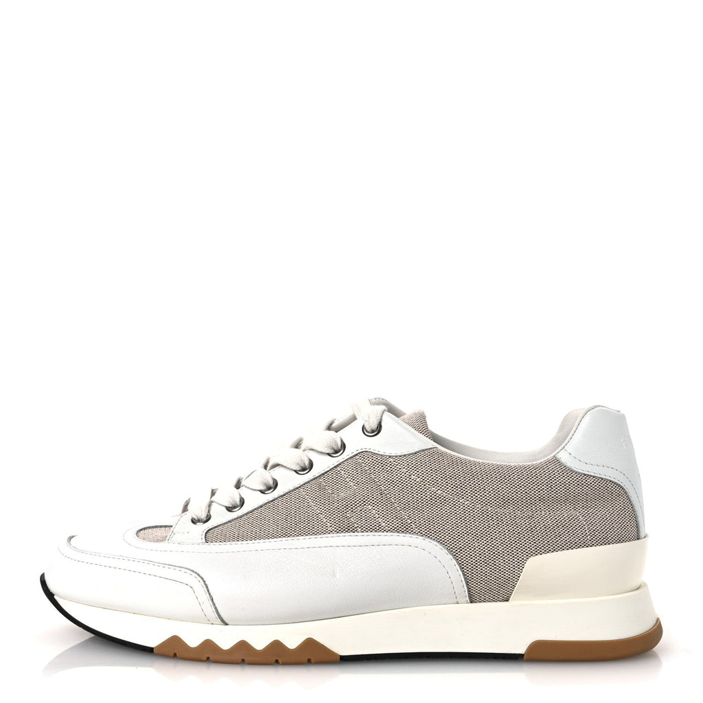 Canvas Calfskin Mens Trail Sneakers 41.5 Prunoir White wholesalehk.shop