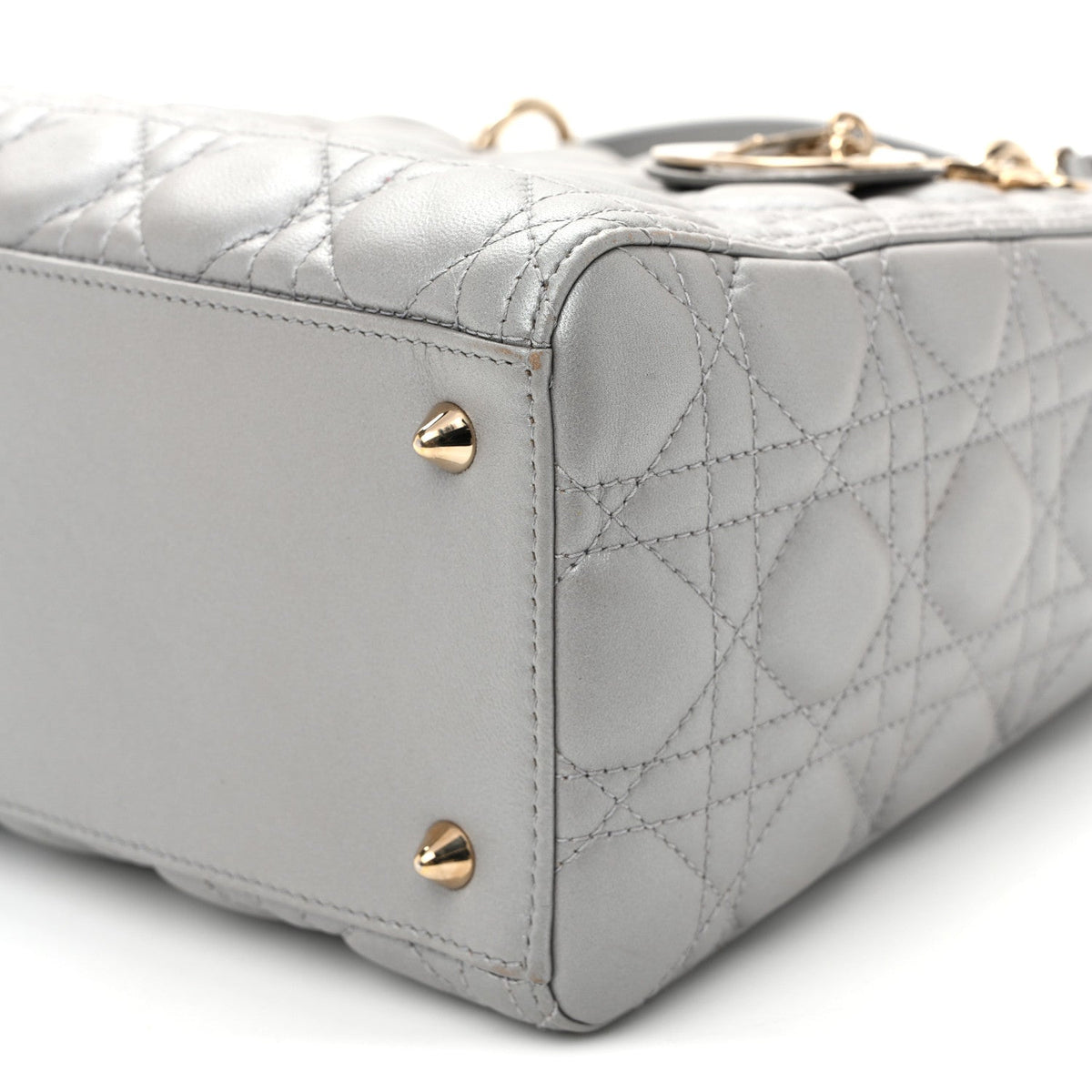 Pearly Lambskin Cannage Medium Lady Dior Grey wholesalehk.shop