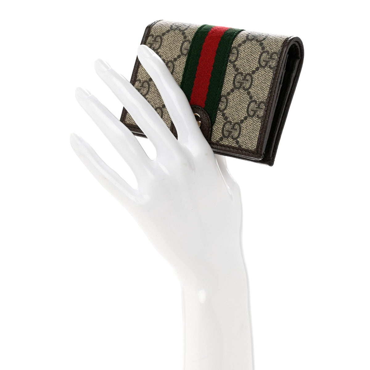 GG Supreme Monogram Web Ophidia Small Wallet Beige Dark Brown wholesalehk.shop
