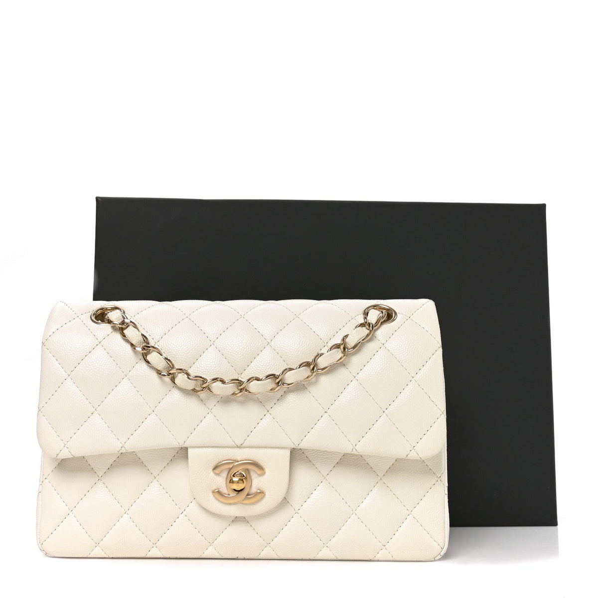Caviar Quilted Small Double Flap White wholesalehk.shop