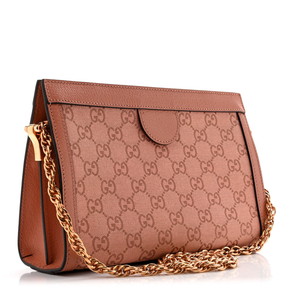 Monogram Textured Dollar Calfskin Small Ophidia Chain Shoulder Bag Cloche Rose Pink wholesalehk.shop