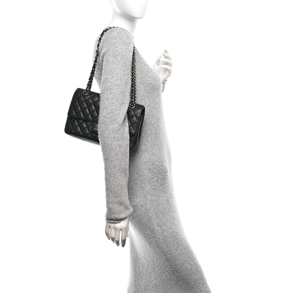 Caviar Quilted Medium Double Flap Black wholesalehk.shop