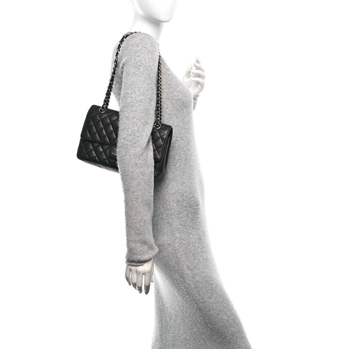 Caviar Quilted Medium Double Flap Black wholesalehk.shop