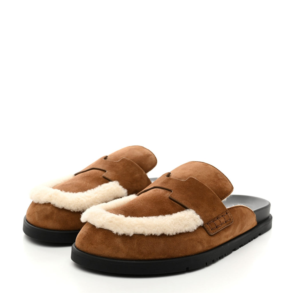 Suede Goatskin Shearling Mens Go Mules 43 Beige Kraft Ecru wholesalehk.shop