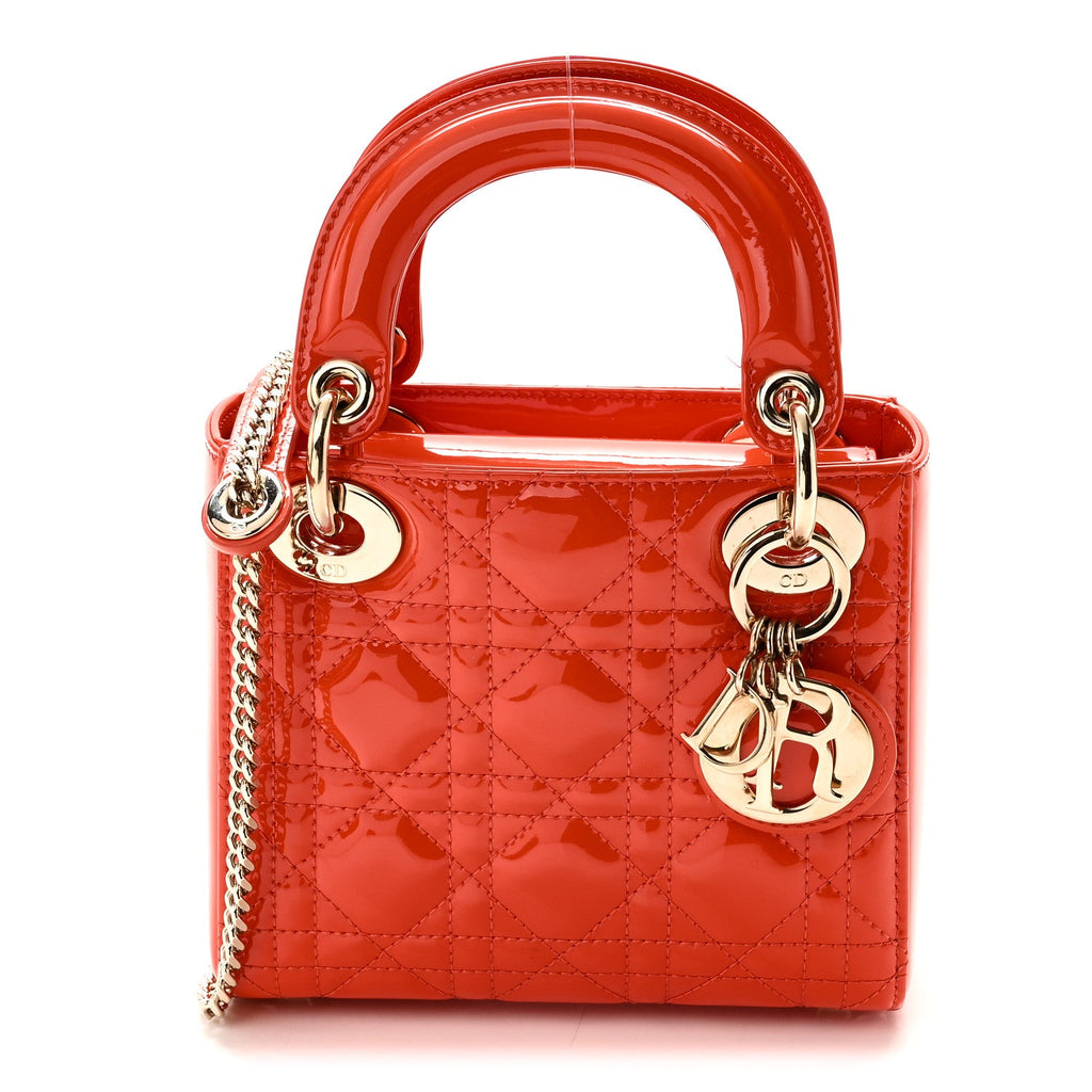 Patent Cannage Mini Lady Dior Orange wholesalehk.shop