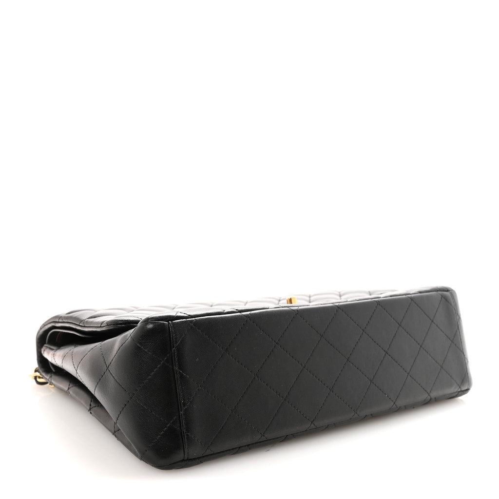 Lambskin Quilted Maxi Double Flap Black wholesalehk.shop