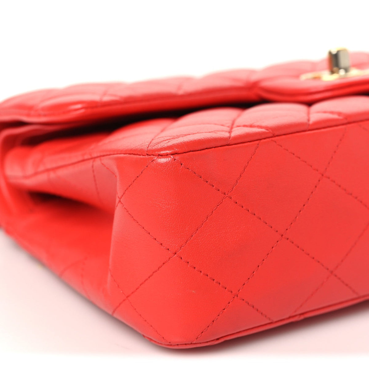 Lambskin Quilted Small Double Flap Red wholesalehk.shop