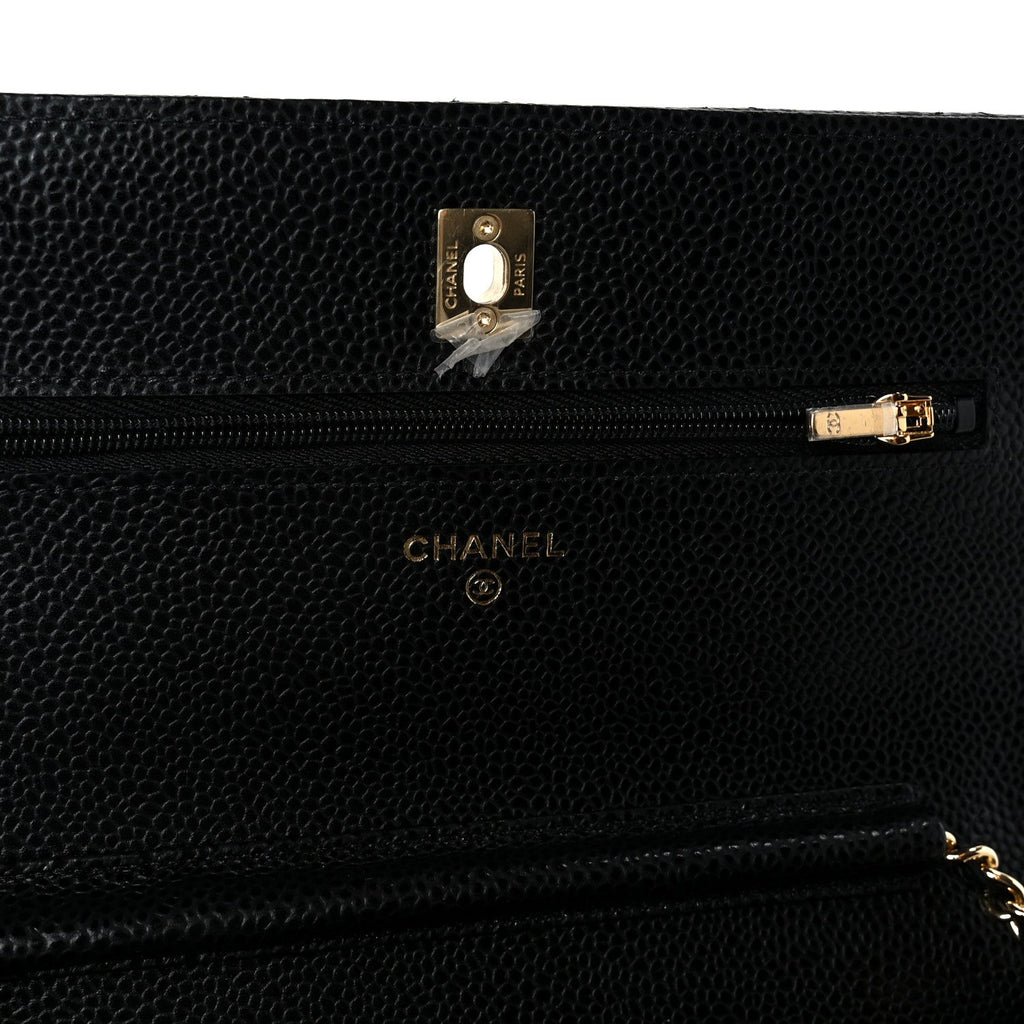 Caviar Quilted CC Turnlock Wallet On Chain WOC Black wholesalehk.shop
