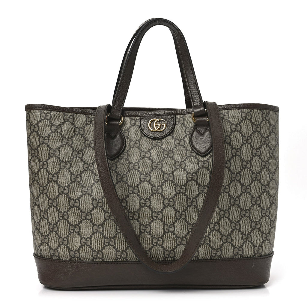 GG Supreme Monogram Textured Calfskin Small Ophidia Shoulder Tote Bag Beige Ebony New Acero wholesalehk.shop