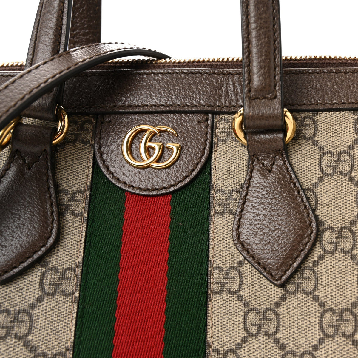 GG Supreme Monogram Web Medium Ophidia Tote Bag Brown wholesalehk.shop