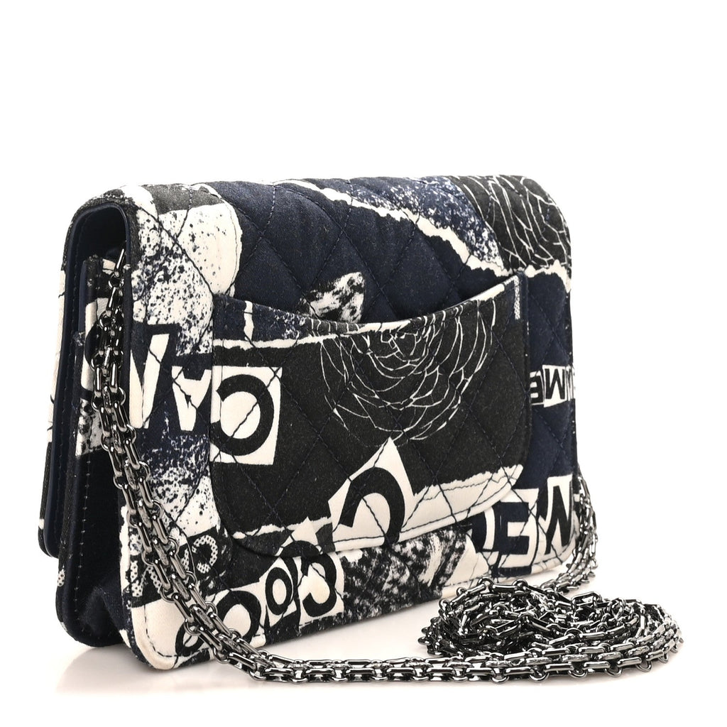Canvas Printed Quilted 2.55 Reissue Wallet On Chain WOC White Black Navy Blue wholesalehk.shop