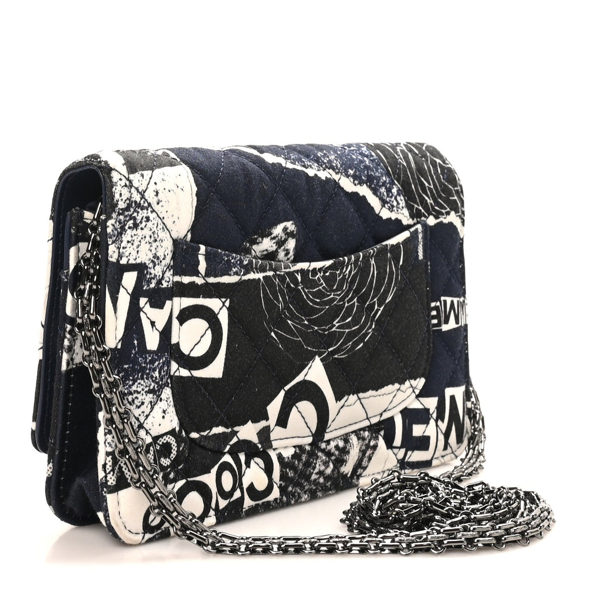 Canvas Printed Quilted 2.55 Reissue Wallet On Chain WOC White Black Navy Blue wholesalehk.shop