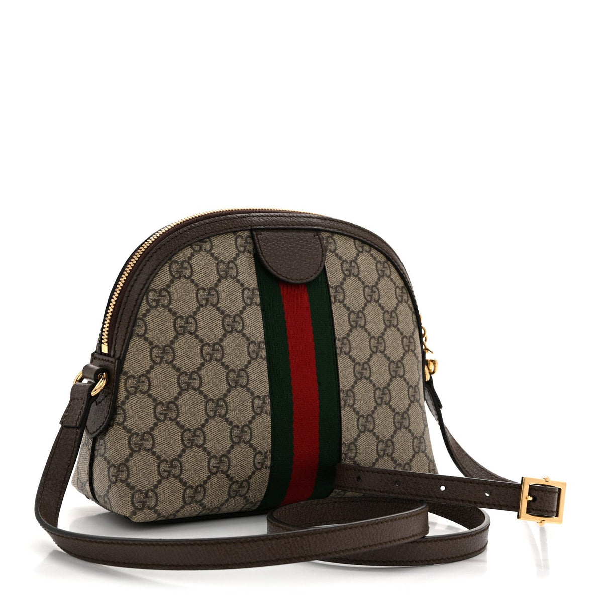 GG Supreme Monogram Textured Dollar Calfskin Web Small Ophidia Dome Shoulder Bag Beige Ebony New Acero wholesalehk.shop