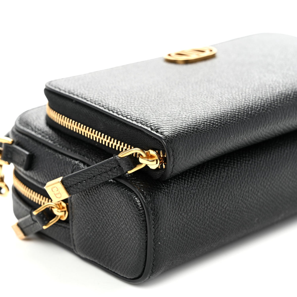 Grained Calfskin Caro Double Pouch Black wholesalehk.shop