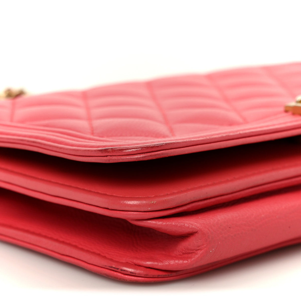 Caviar Quilted Boy Wallet On Chain WOC Dark Pink wholesalehk.shop