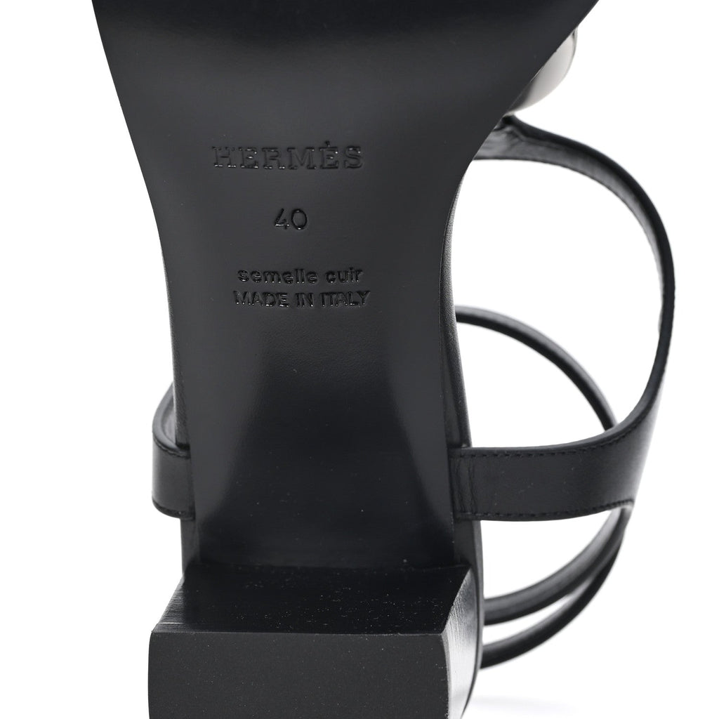 Calfskin Miramar 50 Sandals 40 Black wholesalehk.shop