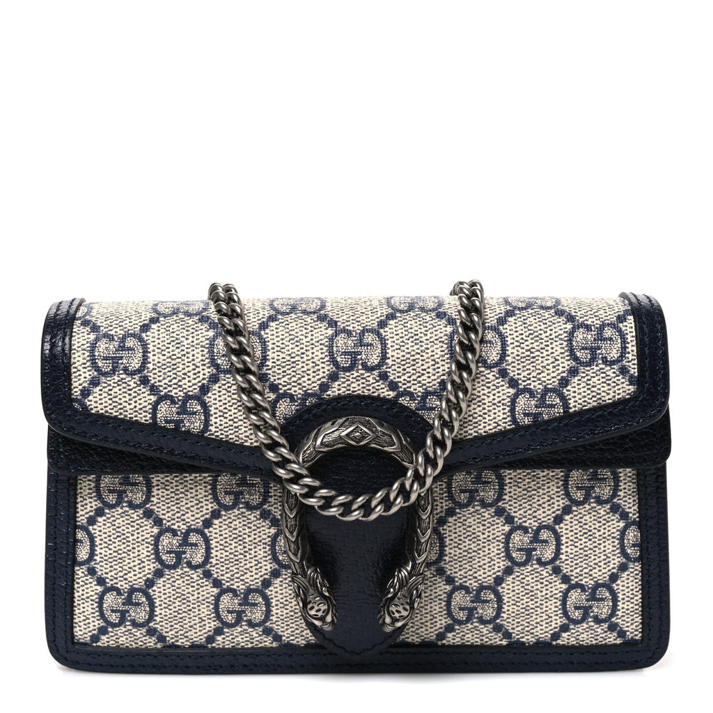 GG Supreme Monogram Textured Dollar Calfskin Super Mini Dionysus Shoulder Bag Beige Blue wholesalehk.shop