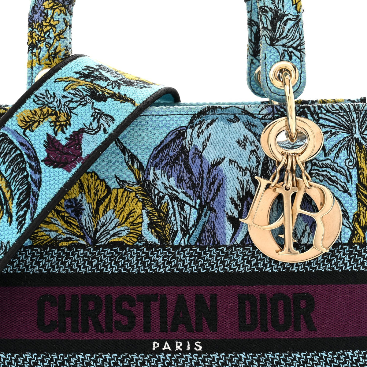 Canvas Toile de Jouy Voyage Embroidered Medium Lady D-Lite Celestial Blue wholesalehk.shop
