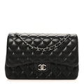 Lambskin Quilted Jumbo Double Flap Black wholesalehk.shop