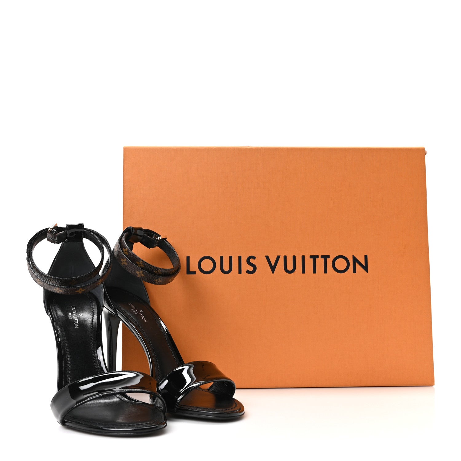 Patent Monogram Call Back Sandals 37 Black £¨ Direct shipment via from wholesalehk.shop