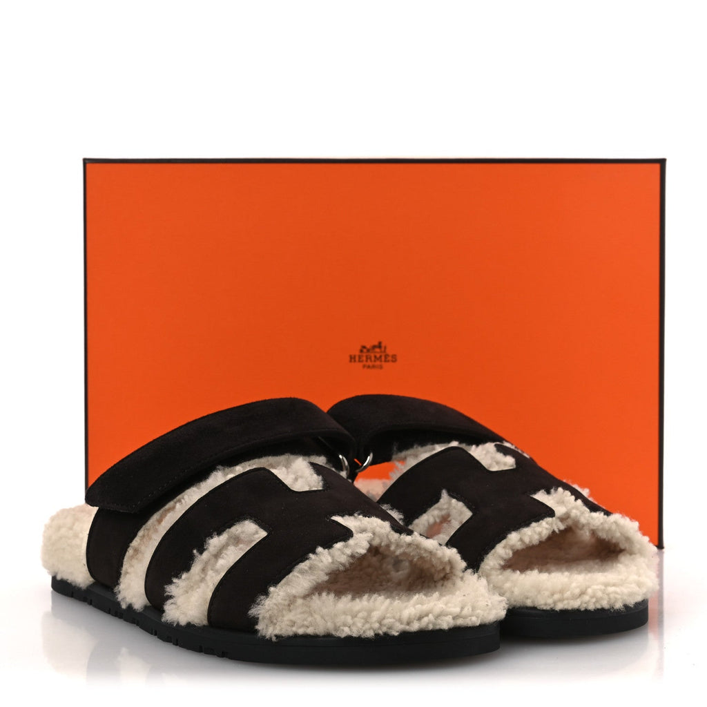 Suede Goatskin Woolskin Womens Chypre Sandals 38.5 Marron Ebene wholesalehk.shop