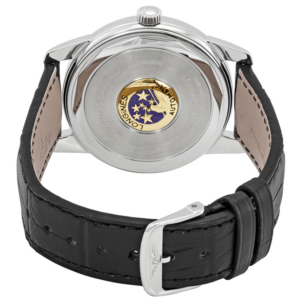Longines Conquest Heritage Automatic Stainless Steel Silver Dial Black Leather Strap Date Mens Watch L1.645.4.75.4 wholesalehk.shop